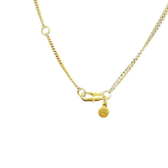 Madewell Gold Circle Pendant on silver tone chain Necklace - Picture 6 of 6